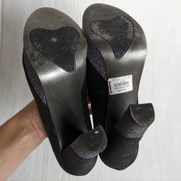 NAUGHTY MONKEY sparkle glitter platform pumps with chunky heels size 7.5 - Picture 4 of 12